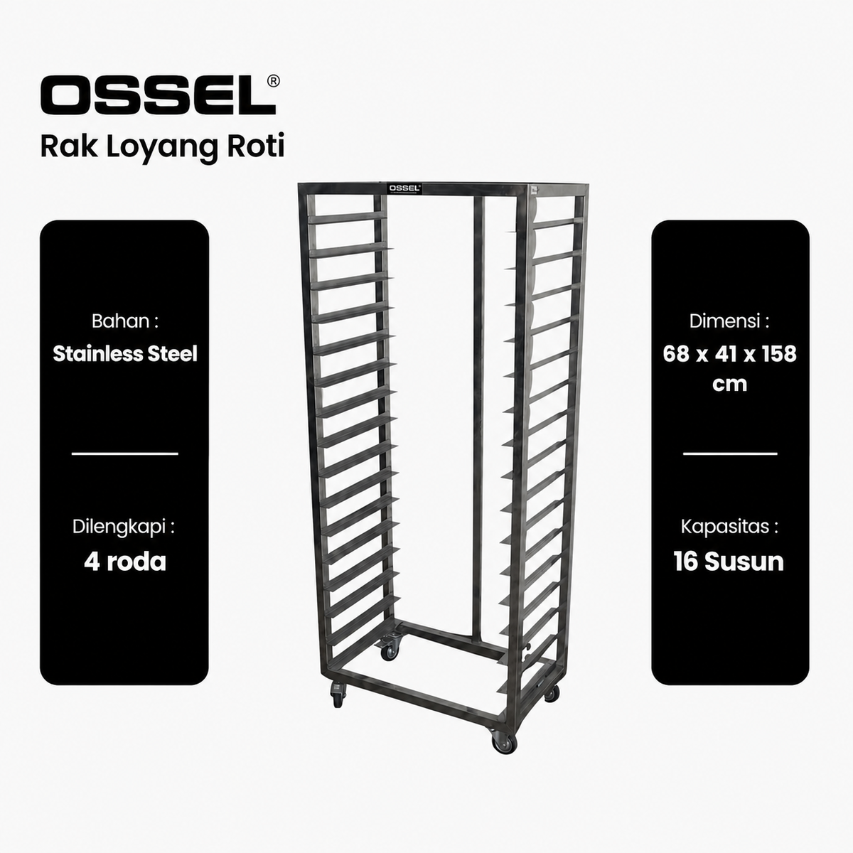 OSSEL Rak Loyang 16 Susun Stainless Steel