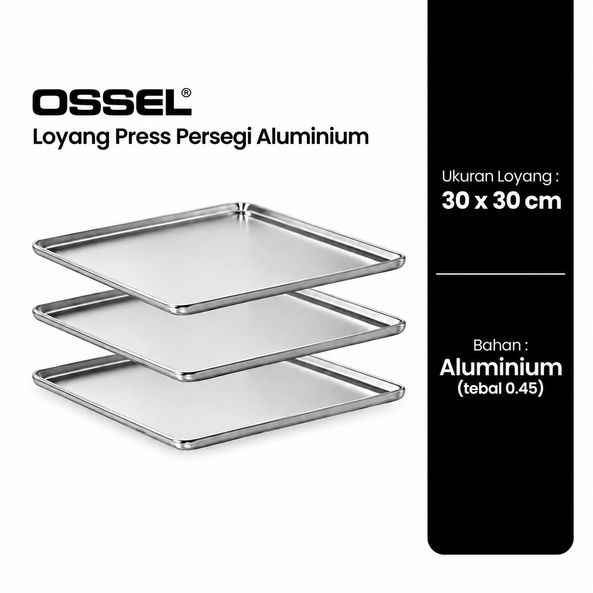 Loyang Press Persegi Aluminium 30 × 30 × 1 Cm