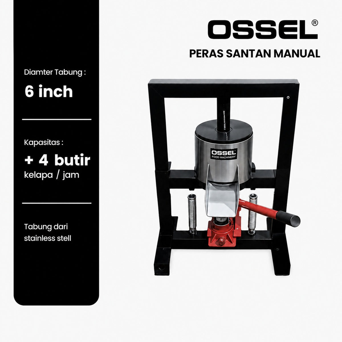 OSSEL Mesin Peras Santan Manual Model Dongkrak 6 Inch