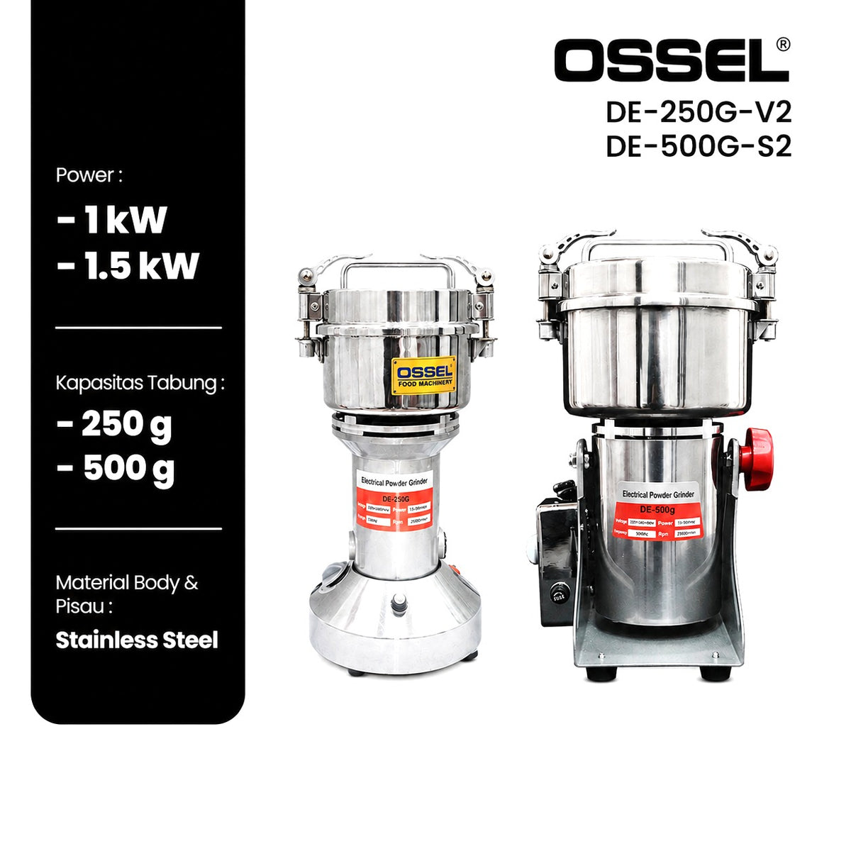 OSSEL Mesin Giling Bubuk 500 Gram (Powder Grinder) HOF-500G-S2